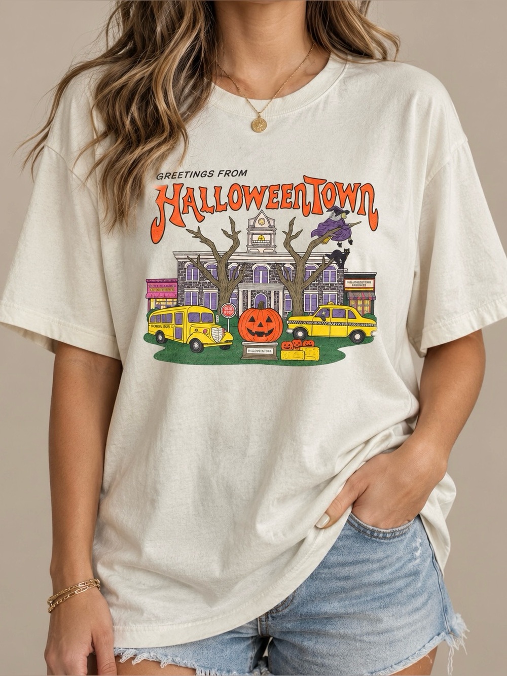 Greetings From Halloweentown Pumpkin Spooky Season Fall Aesthetic Graphic Tee